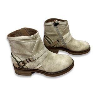 BLOWFISH Vegan Suede Ankle Boots Buckle Strap Moto Booties Size 7